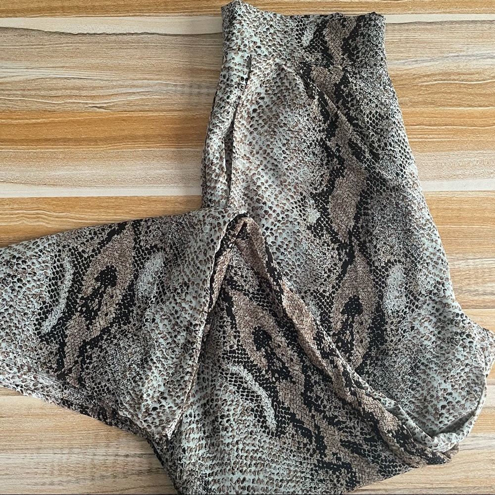 Snake Print High Waist Crop Flare Pants
